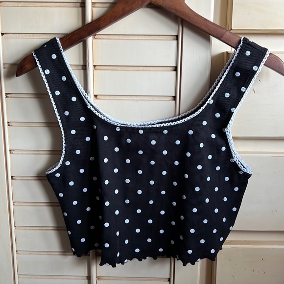 Topshop Polka Dot Cropped Tank Top - Picture 1 of 4